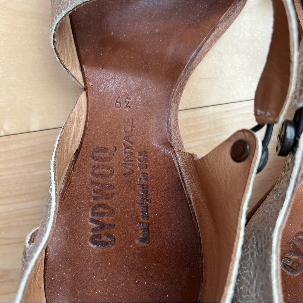 Metallic Silver Pointed D'Orsay Flats with Ankle Strap - Picture 3 of 6
